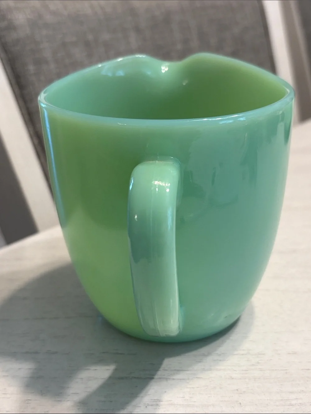 Fire King Mint Green Opaque Glass Pitcher with Handle